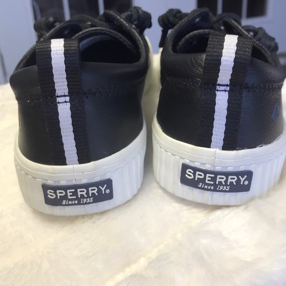 Sperry Black Leather Sneakers- Sz 9 - Picture 9 of 13